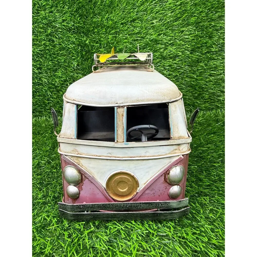 VW Bus Led Zeppelin Metal Model Van Surfboards Vintage Style Decor Collectible